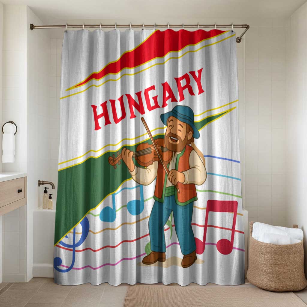 Hungary Bathroom Set with Folk Musician Illustration Design and Traditional Floral - Wonder Print Shop