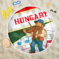 Hungary Beach Blanket with Folk Musician Illustration Design and Traditional Floral - Wonder Print Shop