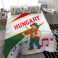 Hungary Bedding Set with Folk Musician Illustration Design and Traditional Floral - Wonder Print Shop