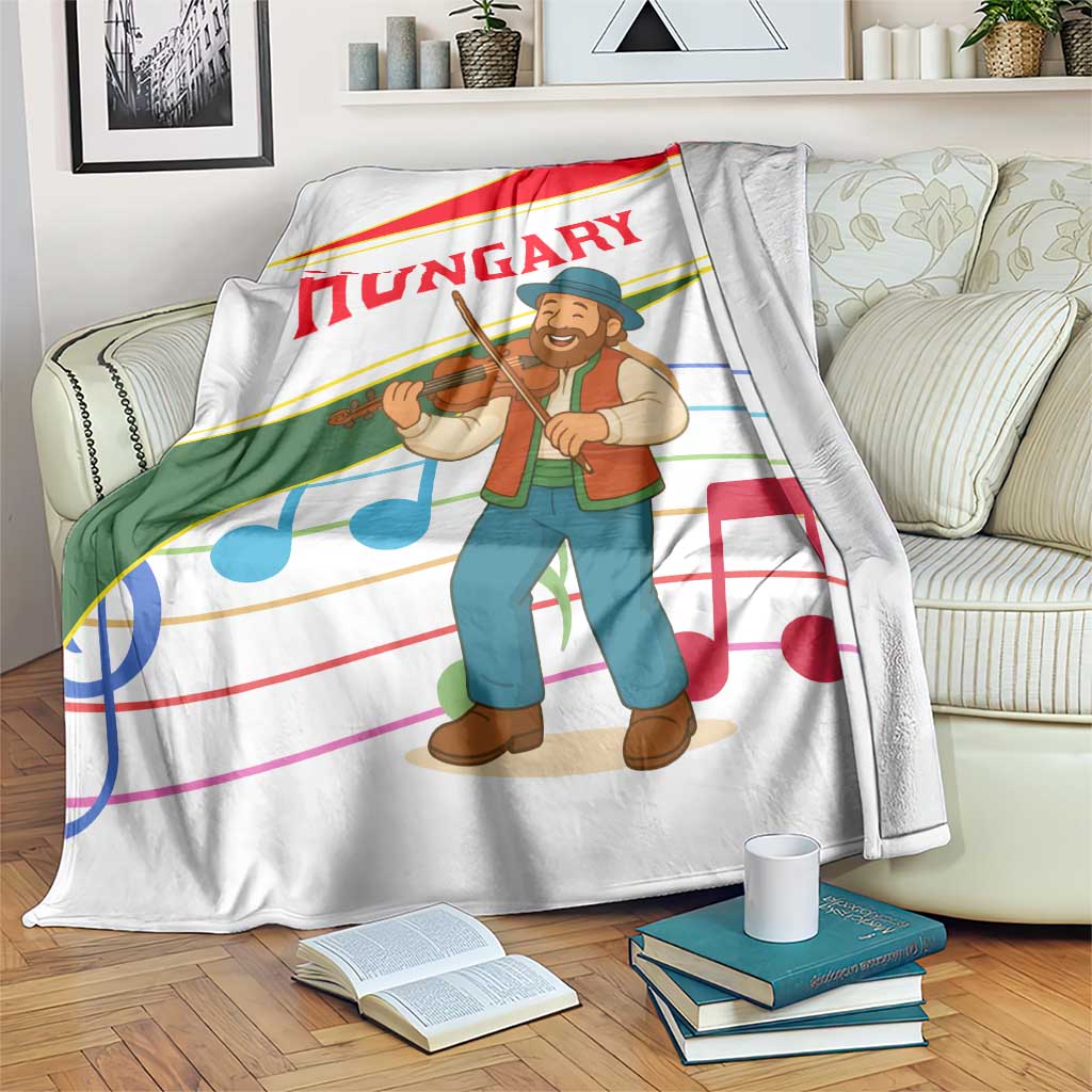 Hungary Blanket with Folk Musician Illustration Design and Traditional Floral - Wonder Print Shop