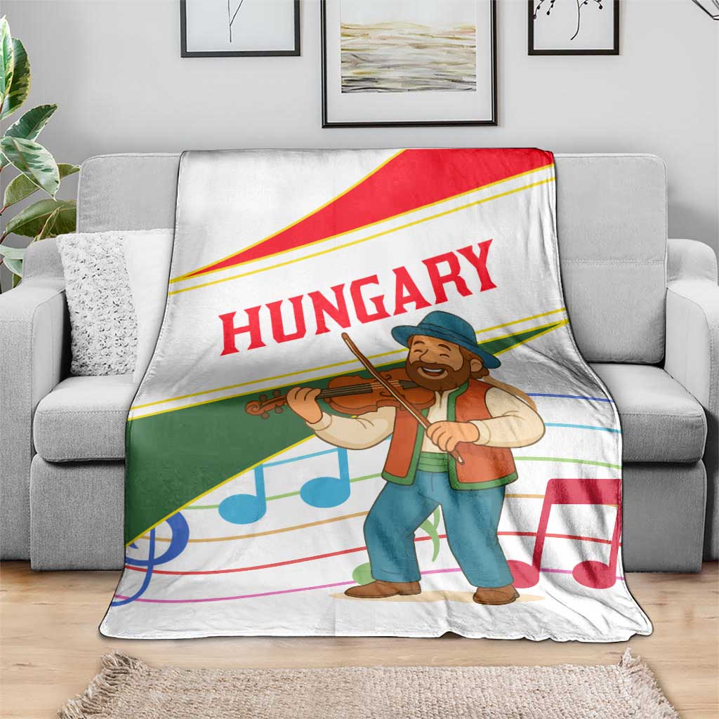 Hungary Blanket with Folk Musician Illustration Design and Traditional Floral - Wonder Print Shop