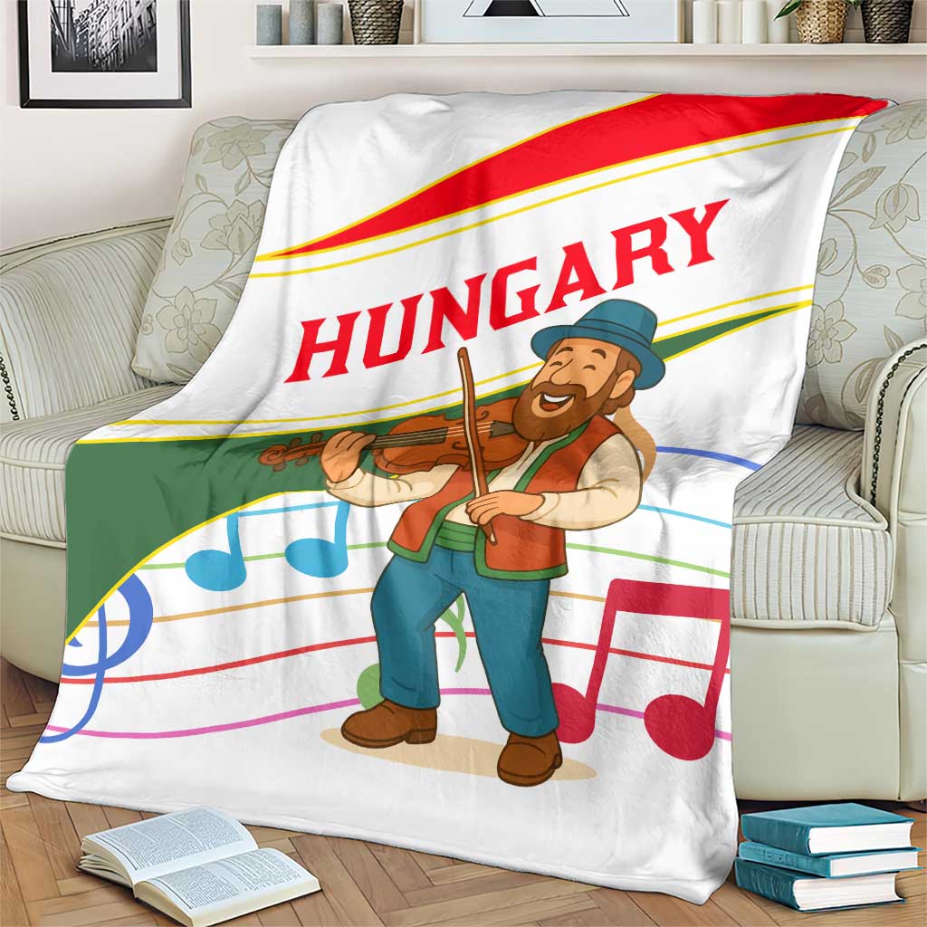 Hungary Blanket with Folk Musician Illustration Design and Traditional Floral - Wonder Print Shop