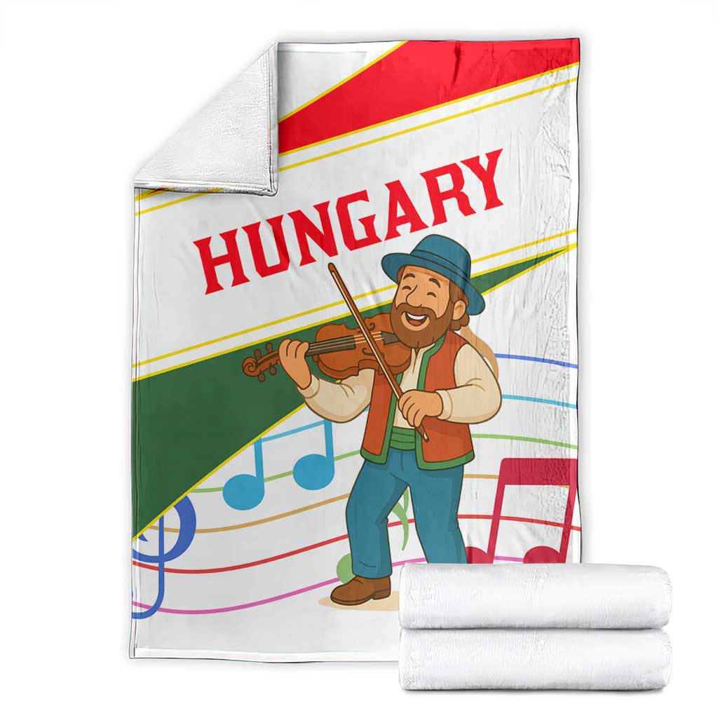Hungary Blanket with Folk Musician Illustration Design and Traditional Floral - Wonder Print Shop