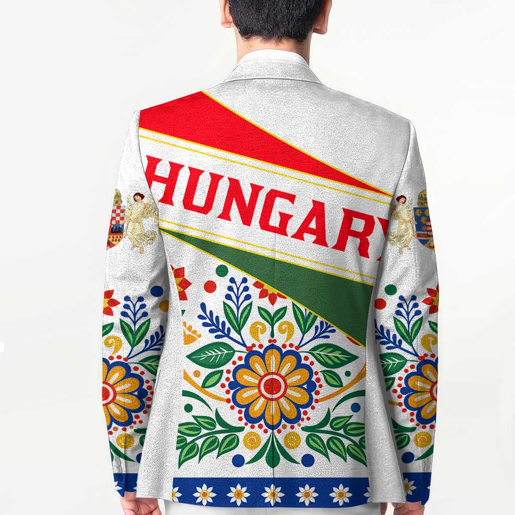 Hungary Blazer with Folk Musician Illustration Design and Traditional Floral - Wonder Print Shop
