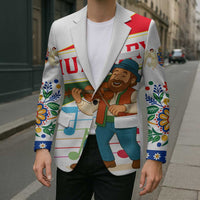 Hungary Blazer with Folk Musician Illustration Design and Traditional Floral - Wonder Print Shop