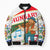 Hungary Bomber Puffer Jacket with Folk Musician Illustration Design and Traditional Floral - Wonder Print Shop