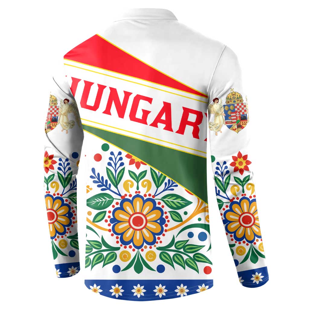 Hungary Button Sweatshirt with Folk Musician Illustration Design and Traditional Floral - Wonder Print Shop