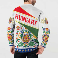Hungary Button Sweatshirt with Folk Musician Illustration Design and Traditional Floral - Wonder Print Shop
