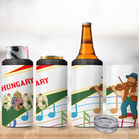 Hungary 4 in 1 Can Cooler Tumbler with Folk Musician Illustration Design and Traditional Floral - Wonder Print Shop
