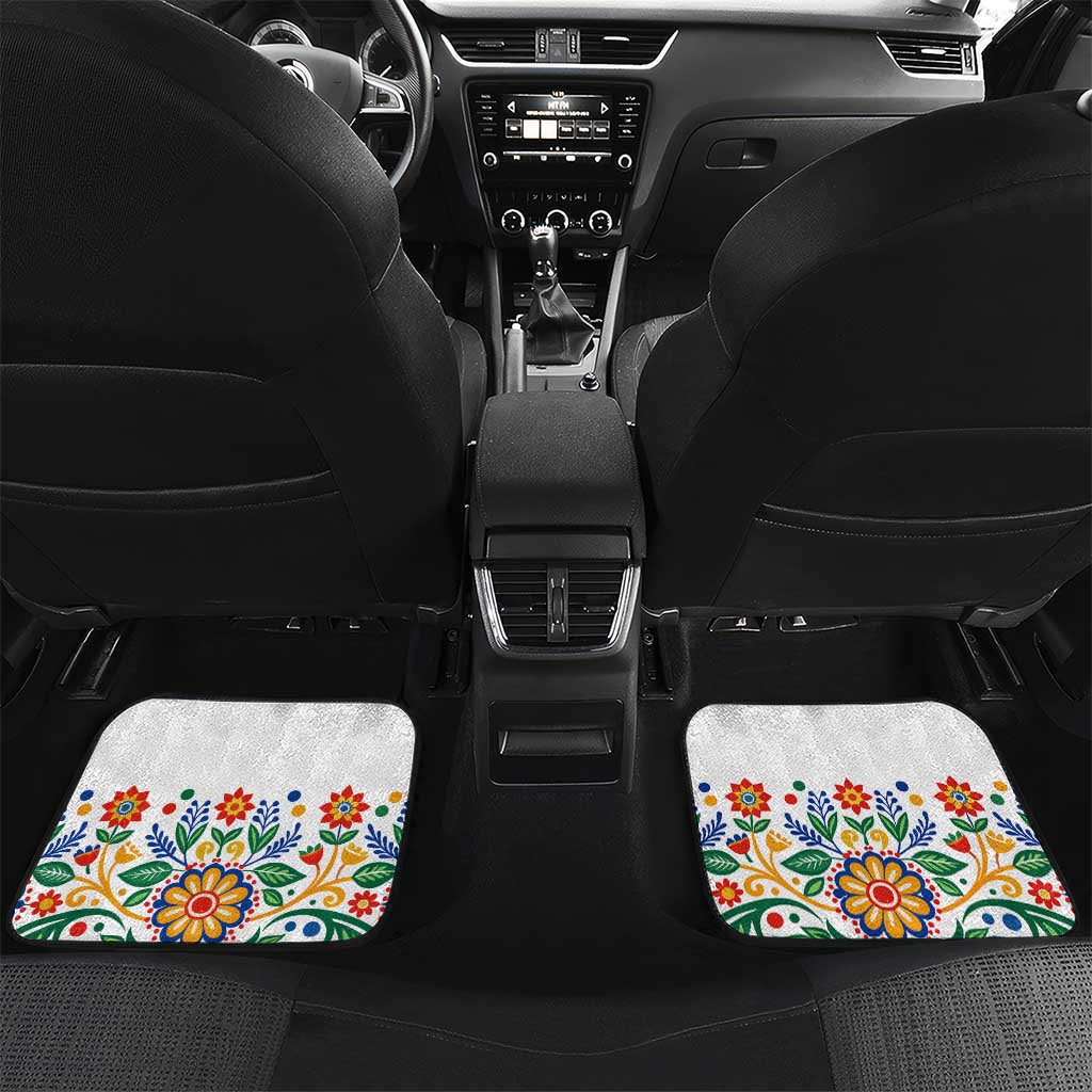 Hungary Car Mats with Folk Musician Illustration Design and Traditional Floral - Wonder Print Shop
