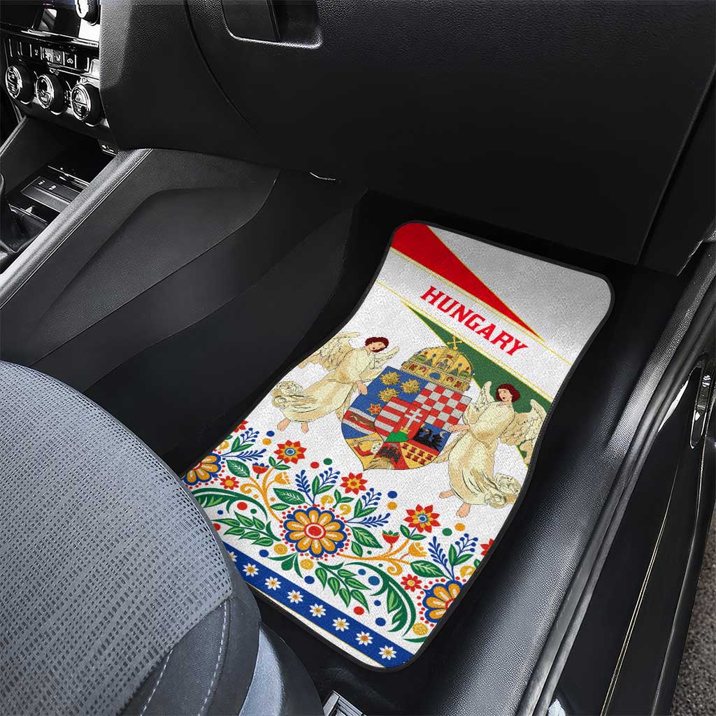 Hungary Car Mats with Folk Musician Illustration Design and Traditional Floral - Wonder Print Shop