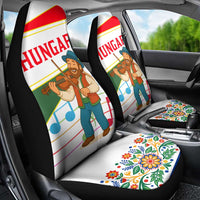 Hungary Car Seat Cover with Folk Musician Illustration Design and Traditional Floral - Wonder Print Shop