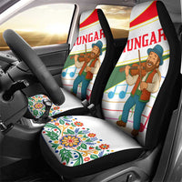 Hungary Car Seat Cover with Folk Musician Illustration Design and Traditional Floral - Wonder Print Shop