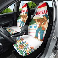 Hungary Car Seat Cover with Folk Musician Illustration Design and Traditional Floral - Wonder Print Shop