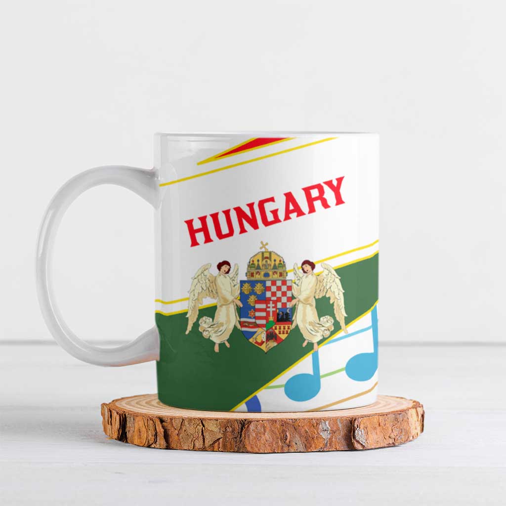 Hungary Ceramic Mug with Folk Musician Illustration Design and Traditional Floral - Wonder Print Shop