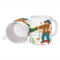 Hungary Ceramic Mug with Folk Musician Illustration Design and Traditional Floral - Wonder Print Shop
