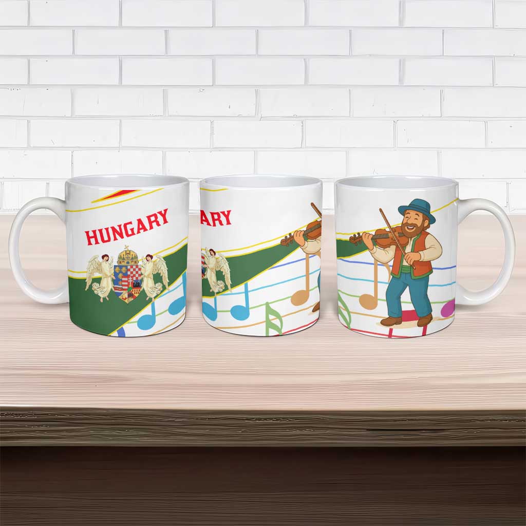 Hungary Ceramic Mug with Folk Musician Illustration Design and Traditional Floral - Wonder Print Shop