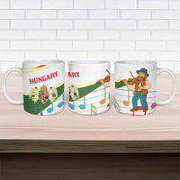 Hungary Ceramic Mug with Folk Musician Illustration Design and Traditional Floral - Wonder Print Shop