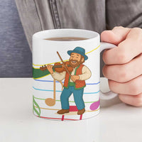 Hungary Ceramic Mug with Folk Musician Illustration Design and Traditional Floral - Wonder Print Shop