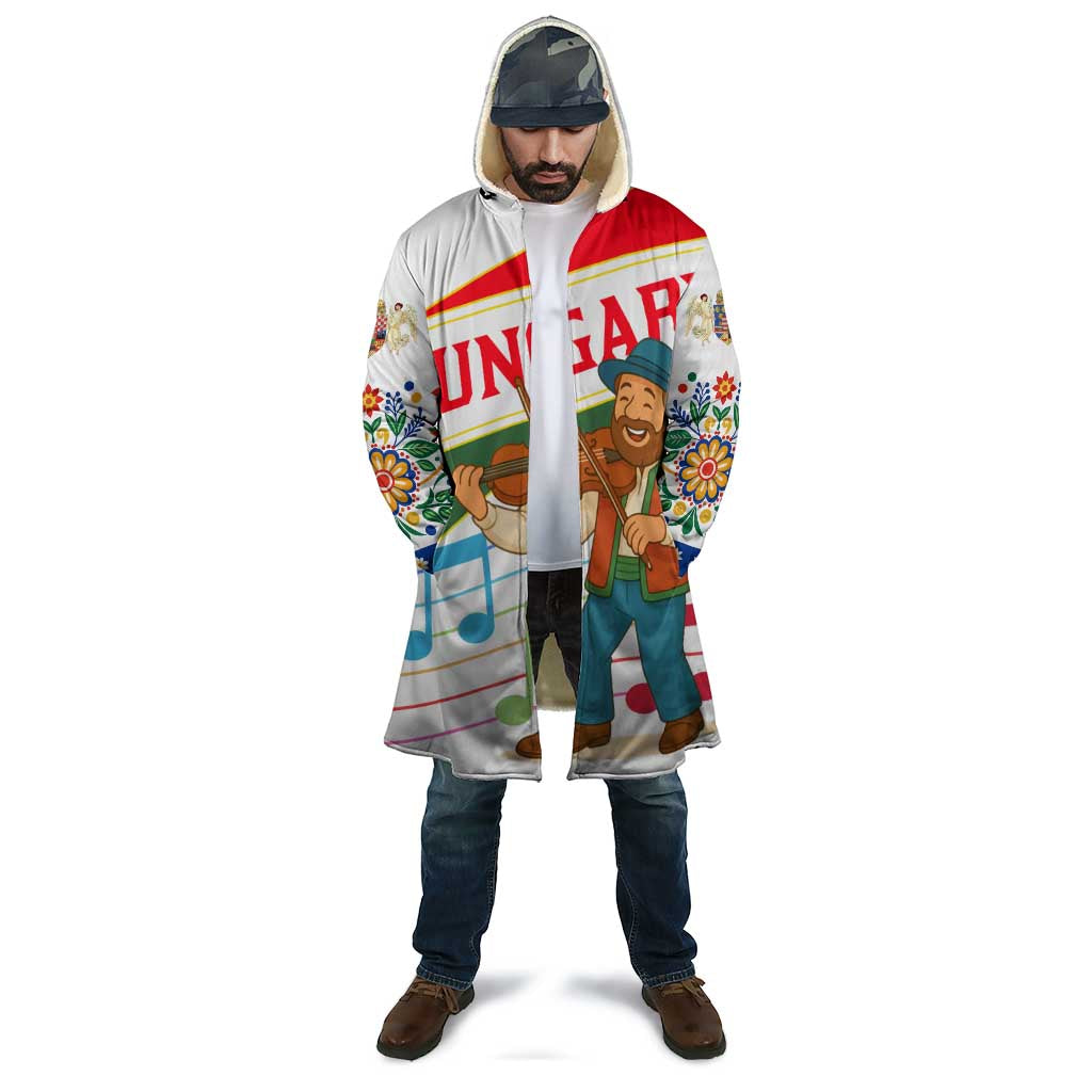 Hungary Cloak with Folk Musician Illustration Design and Traditional Floral - Wonder Print Shop