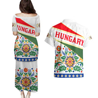 Hungary Couples Matching Puletasi and Hawaiian Shirt with Folk Musician Illustration Design and Traditional Floral - Wonder Print Shop