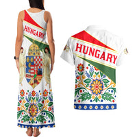 Hungary Couples Matching Tank Maxi Dress and Hawaiian Shirt with Folk Musician Illustration Design and Traditional Floral - Wonder Print Shop