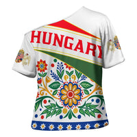 Hungary Cross Shoulder Shirt with Folk Musician Illustration Design and Traditional Floral - Wonder Print Shop