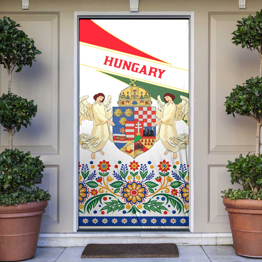 Hungary Door Cover with Folk Musician Illustration Design and Traditional Floral - Wonder Print Shop