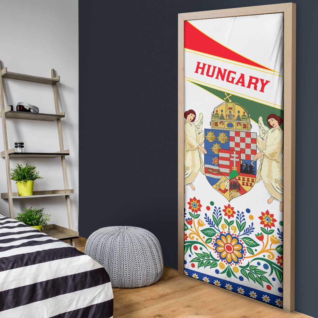 Hungary Door Cover with Folk Musician Illustration Design and Traditional Floral - Wonder Print Shop