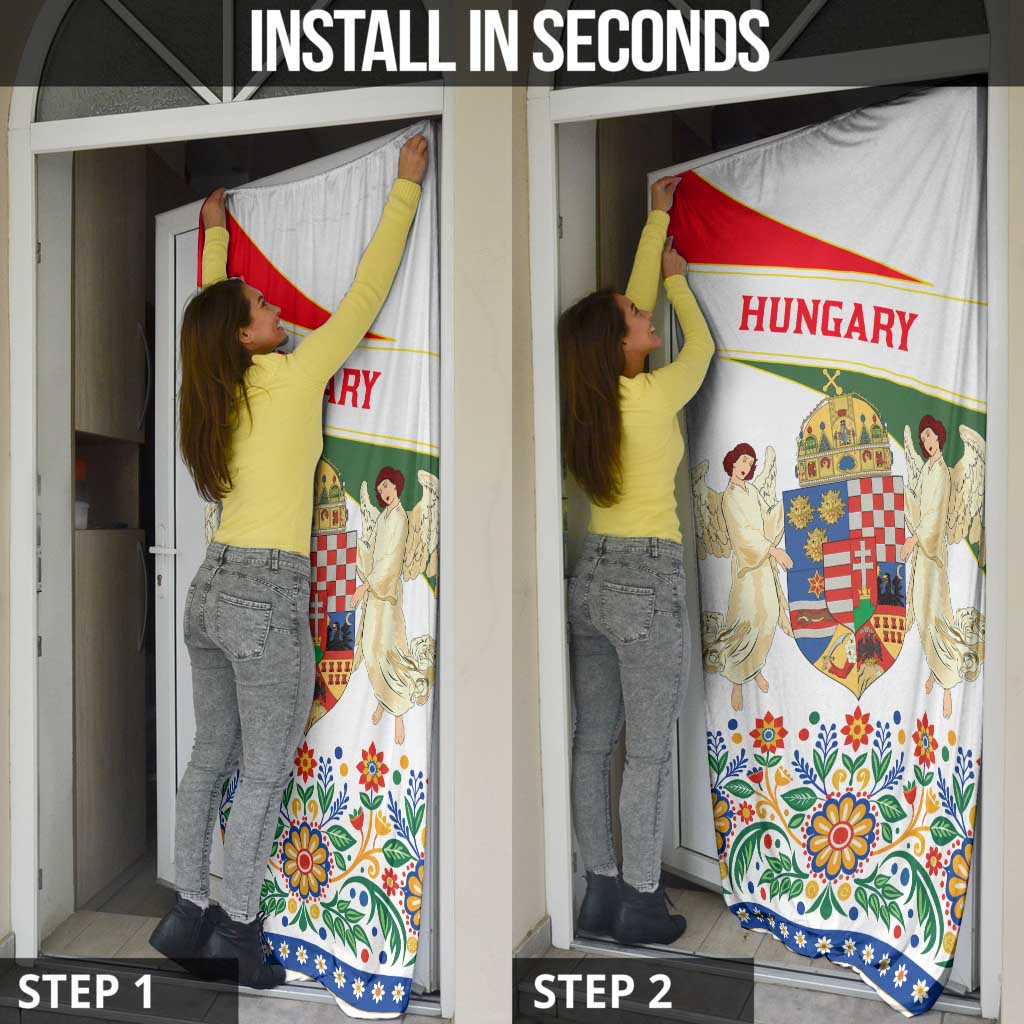 Hungary Door Cover with Folk Musician Illustration Design and Traditional Floral - Wonder Print Shop