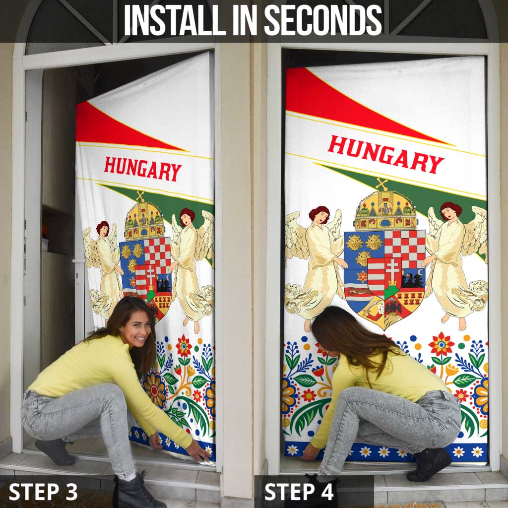 Hungary Door Cover with Folk Musician Illustration Design and Traditional Floral - Wonder Print Shop