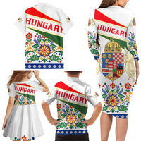 Hungary Family Matching Long Sleeve Bodycon Dress and Hawaiian Shirt with Folk Musician Illustration Design and Traditional Floral - Wonder Print Shop