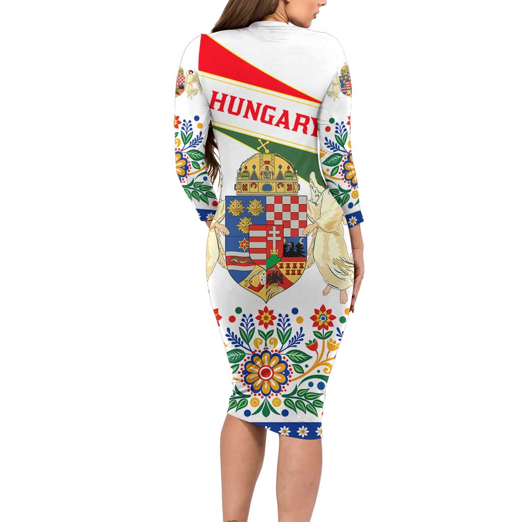 Hungary Family Matching Long Sleeve Bodycon Dress and Hawaiian Shirt with Folk Musician Illustration Design and Traditional Floral - Wonder Print Shop