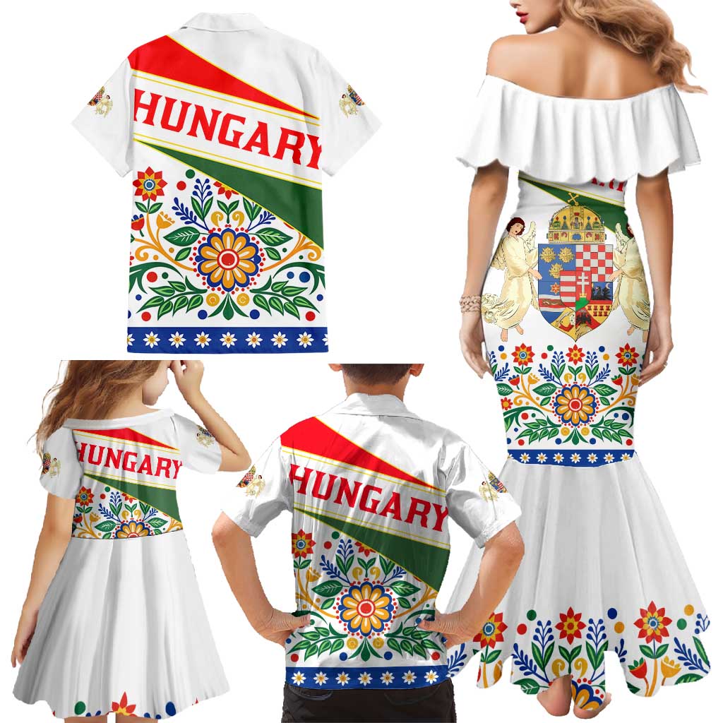 Hungary Family Matching Mermaid Dress and Hawaiian Shirt with Folk Musician Illustration Design and Traditional Floral - Wonder Print Shop
