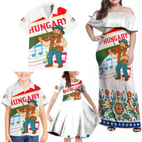 Hungary Family Matching Off Shoulder Maxi Dress and Hawaiian Shirt with Folk Musician Illustration Design and Traditional Floral - Wonder Print Shop