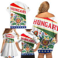 Hungary Family Matching Off Shoulder Short Dress and Hawaiian Shirt with Folk Musician Illustration Design and Traditional Floral - Wonder Print Shop
