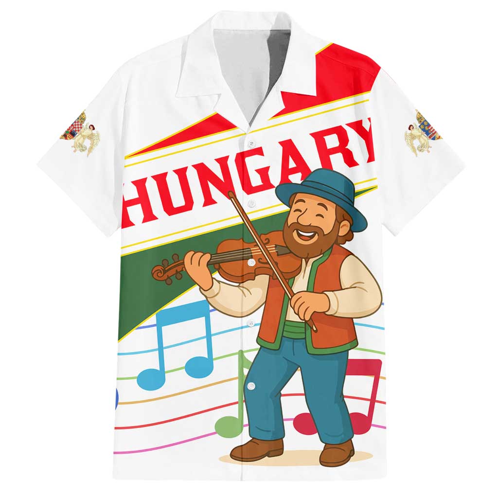 Hungary Family Matching Off Shoulder Short Dress and Hawaiian Shirt with Folk Musician Illustration Design and Traditional Floral - Wonder Print Shop