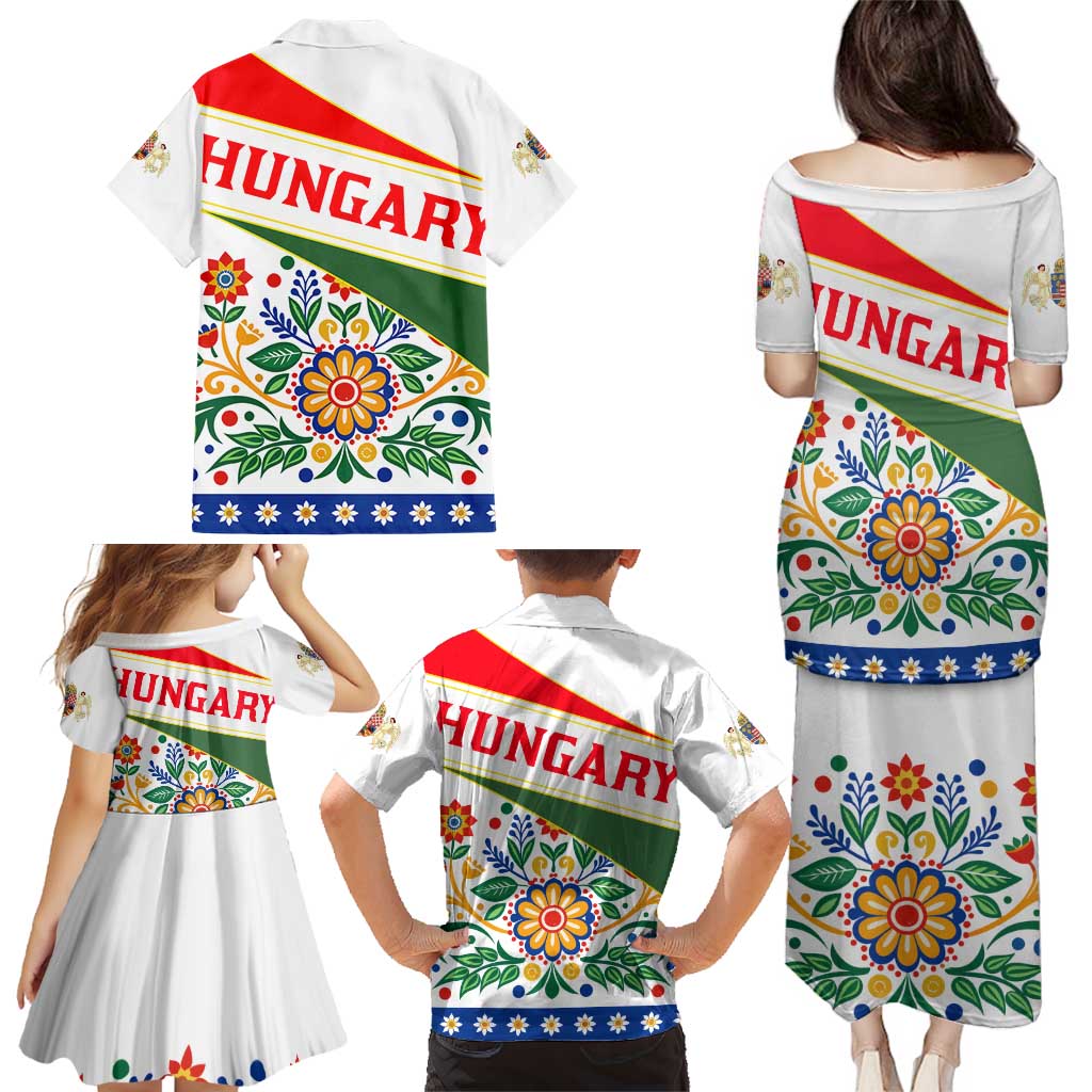Hungary Family Matching Puletasi and Hawaiian Shirt with Folk Musician Illustration Design and Traditional Floral - Wonder Print Shop