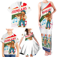 Hungary Family Matching Tank Maxi Dress and Hawaiian Shirt with Folk Musician Illustration Design and Traditional Floral - Wonder Print Shop