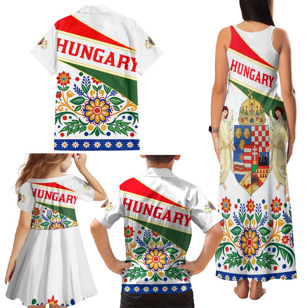 Hungary Family Matching Tank Maxi Dress and Hawaiian Shirt with Folk Musician Illustration Design and Traditional Floral - Wonder Print Shop
