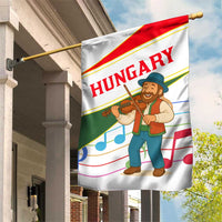 Hungary Garden Flag with Folk Musician Illustration Design and Traditional Floral - Wonder Print Shop