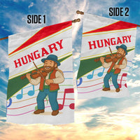 Hungary Garden Flag with Folk Musician Illustration Design and Traditional Floral - Wonder Print Shop