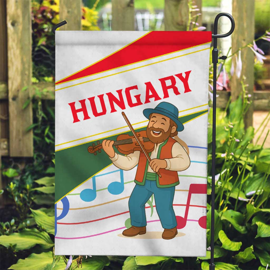 Hungary Garden Flag with Folk Musician Illustration Design and Traditional Floral - Wonder Print Shop
