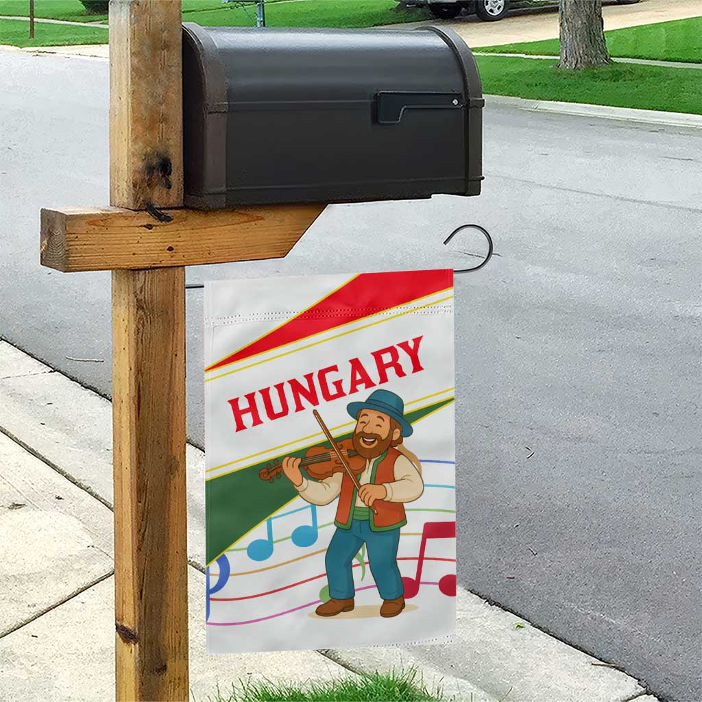 Hungary Garden Flag with Folk Musician Illustration Design and Traditional Floral - Wonder Print Shop