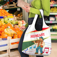 Hungary Grocery Bag with Folk Musician Illustration Design and Traditional Floral - Wonder Print Shop