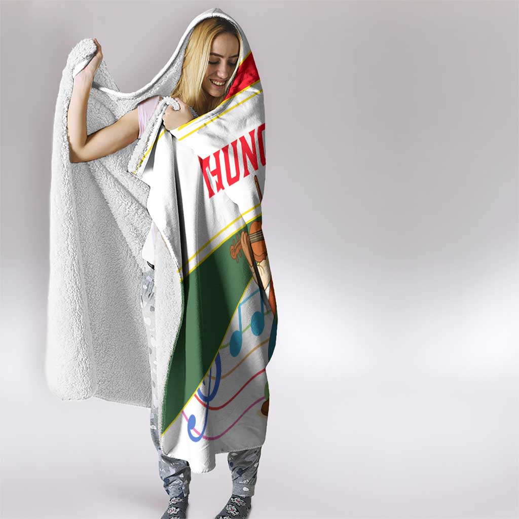 Hungary Hooded Blanket with Folk Musician Illustration Design and Traditional Floral - Wonder Print Shop