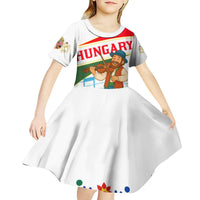 Hungary Kid Short Sleeve Dress with Folk Musician Illustration Design and Traditional Floral - Wonder Print Shop