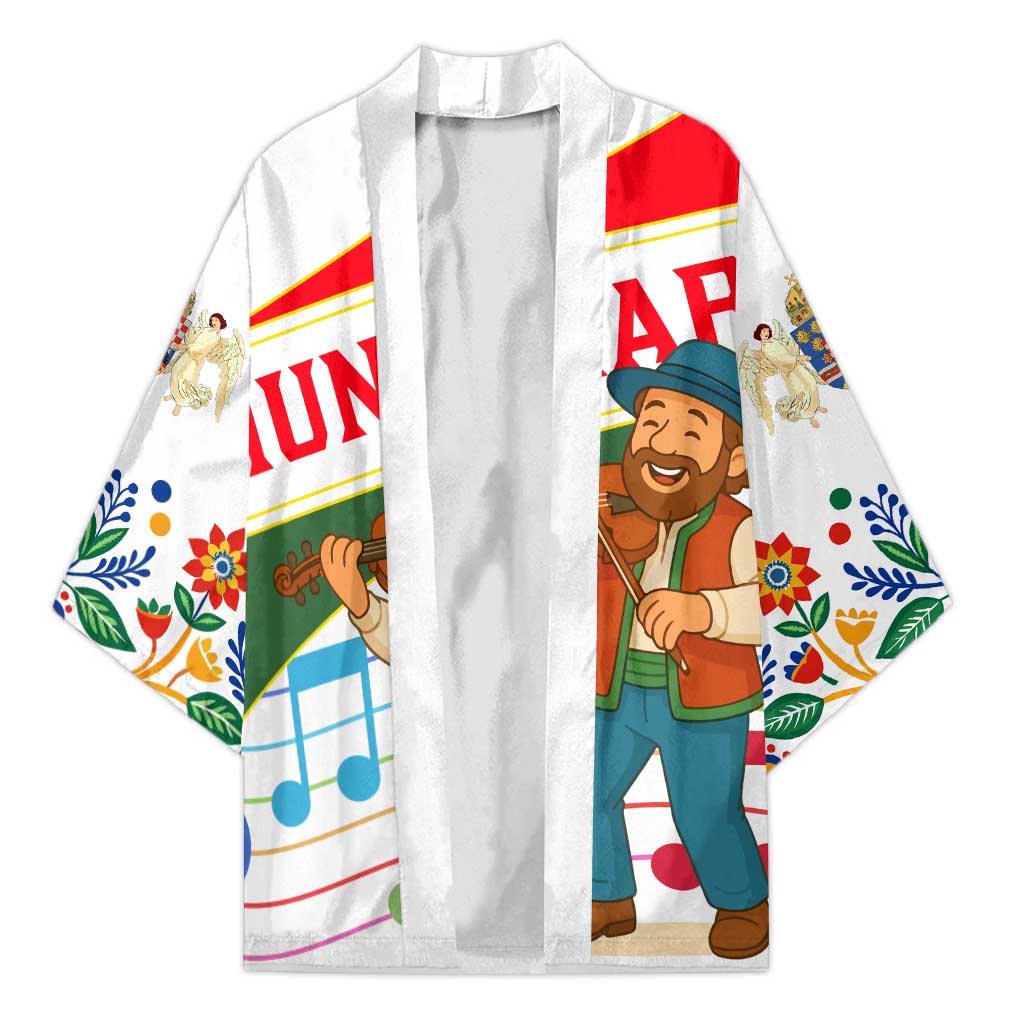 Hungary Kimono with Folk Musician Illustration Design and Traditional Floral - Wonder Print Shop