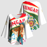 Hungary Kimono Sleeve Blouse with Folk Musician Illustration Design and Traditional Floral - Wonder Print Shop