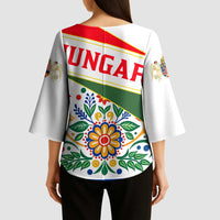Hungary Kimono Sleeve Blouse with Folk Musician Illustration Design and Traditional Floral - Wonder Print Shop